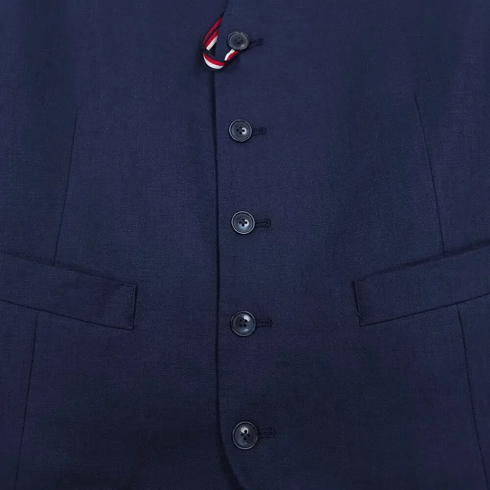Tommy Hilfiger Mens Modern Fit Linen Suit Vest 3XL Navy Blue Solid NWT